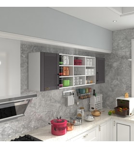 Kenzlife hazır mutfak dolabı nohut60 gri mod2 60*200*32 mebran kapak suntalam gövde