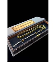 Sertifikalı Premium Üst Kalite 925 Ayar Gümüş Püsküllü Sarı Ateş Kehribar Tesbih