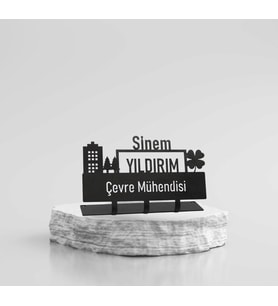 Çevre Mühendisi Masa İsimliği - Kişiye Özel Metal İsimlik - Metal Masa İsimlikleri