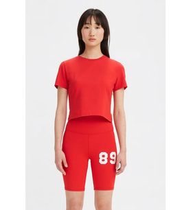 Levi's Kadın Bisiklet Yaka Pamuklu Dar Kesim Basic Crop Kırmızı T-Shirt - A3718