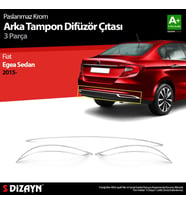 Fiat Egea Sedan Krom Arka Tampon Difüzör Çıtası 3 Prç. 2015 Üzeri (Karışık)