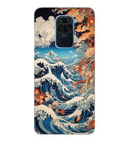 Xiaomi Redmi Note 9 Uyumlu Kanagawa Dalga Desenli Şeffaf Telefon Kılıfı