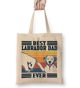Best Labrador Dad Ever Shirt Vintage Father Day Köpek Bez Çanta Uzun Saplı