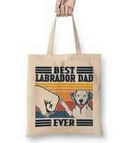 Best Labrador Dad Ever Shirt Vintage Father Day Köpek Bez Çanta Uzun Saplı