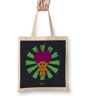Troll Doll Retro Japanese Bez Çanta Uzun Saplı
