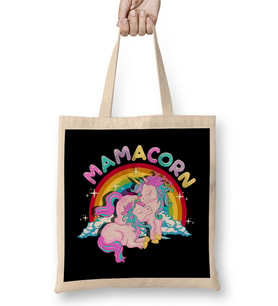 Mamacorn Cute Unicorn Mom Unicorn Loving Mama Bez Çanta Uzun Saplı