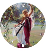 Cakatablo Ressam Daniel Gerhartz Kırmızılı Kadın Yağlı Boya Duvar Saati