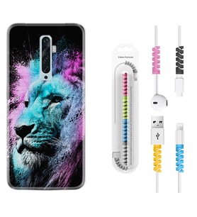 Oppo Reno 2Z 4 Lite 4 Pro 5 6 7 A31 Kılıf Kablo Koruma Spiral Silikon Pink Blue Leon 1603