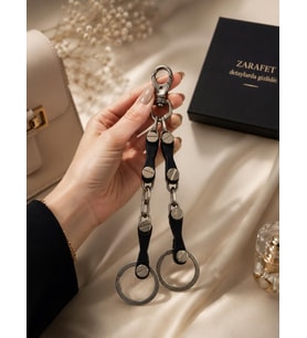 Karabinalı Deri Anahtarlık Çift Halkalı 20 CM