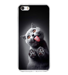 PrintiFy Apple  iPhone 5S ile Uyumlu 1mm Slim Fit Kedi 2 050c Baskılı Şeffaf  Kılıf