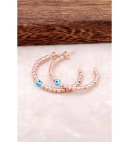 Dorika Rose 925 Ayar Gümüş Halka Küpe 1874 (Rose-Beyaz)