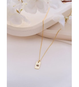 Kişiye Özel 925 Ayar Gümüş Minimalist Taç Model Kolye (Gold)