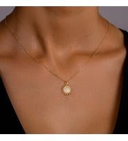 925 Ayar Gümüş Altın Kaplamalı Güneş Kolye