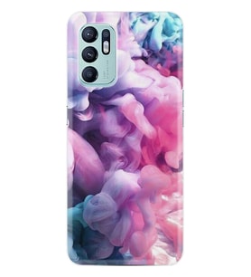 Oppo Reno 6 Kılıf Resimli Desenli Baskılı Silikon Pink Cloud 1305