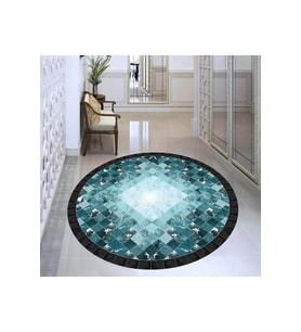 Eliana Home Baskılı, Yıkanabilir Kaymaz Taban Yuvarlak Halı LNA7341-SD1023 120x120 cm (Mavi)