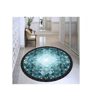 Eliana Home Baskılı, Yıkanabilir Kaymaz Taban Yuvarlak Halı LNA7341-SD1023 120x120 cm (Mavi)