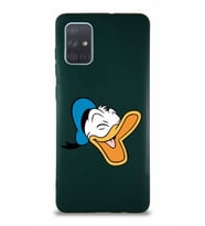 Samsung Galaxy A71 Soft Premier Kapak Donald Duck-E Tasarımlı Silikon Kılıf - Yeşil (Şeffaf)