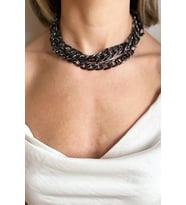 Siyaz Zincir Choker Kolye