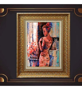 Gold Altın Kalın Çerçeveli Paspartulu Tablo c125