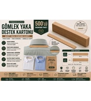 Premium Kraft Gömlek Yaka Destek Kartonu 2,5x34,5 cm 500'lü Gömlek Paketleme, Yaka Koruma ve Ambalaj Kartı