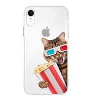 PrintiFy Apple  iPhone XR ile Uyumlu 1mm Slim Fit Kedi 1 050b Baskılı Şeffaf  Kılıf