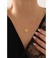 Kişiye Özel Fotoğraflı Kalp Bebek Ayak İzi Kolye 925K Gümüş (Gold)