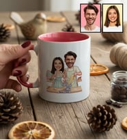 Kişiye Özel Karikatür Yemek Yapan Romantik Çift Kupa Bardak Sevgililer Günü Hediyesi