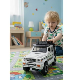 Işıklı Müzikli Sürtmeli Lüks Beyaz Jeep Oyuncak Araba 17x10.5x7 Cm