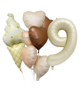 Retro  Kalp 9 Yaş Folyo Balon Set