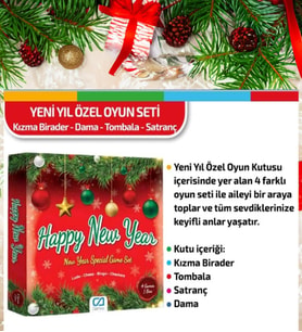 Yılbaşı Akşamı Özel Oyun Seti: Tombala, Kızma Birader, Dama ve Satranç... 4'lü Özel SET (Mavi)