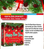 Yılbaşı Akşamı Özel Oyun Seti: Tombala, Kızma Birader, Dama ve Satranç... 4'lü Özel SET (Mavi)