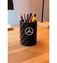 Spiral Tasarımlı Masaüstü Kalemlik Logo Detaylı Dekoratif Kalem Tutucu Ofis & Çalışma Masası