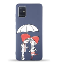 Samsung Galaxy A71 Uyumlu Lansman Kılıf Aşk Tasarımlı İçi Kadife Kapak-Petrol Mavisi (Şeffaf)