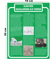 Metal Elektrik Kazalarında İlk Yardım 15cm x 20cm Uyarı Levhası Yönlendirme Tabelası