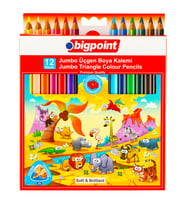 Bigpoint Jumbo Üçgen Kuru Boya Kalemi 12 Renk x 12 Adet (Renksiz)