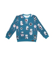 Robot Desenli Dijital Baskılı Organik Bebek Sweatshirt