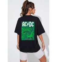 Unisex Acdc Baskılı T-shirt (Siyah)