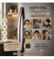 6'lı Kare Fotoğraf Magneti Erkek Çocuğuna Kişiselleştirilebilir Çocukluk Anıları Hediye Seti