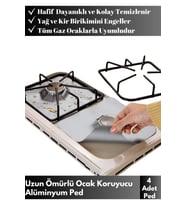 Özel Seri Yağ Kir Koruyucu Kolay Temizlenir Yanmaz Dayanıklı 4'lü Ocak Koruyucu Ped Seti