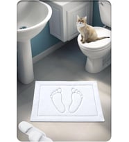 Pamuk Dokuma Su Emici Banyo Paspası Ayak Desen 60x40 Cm (BEYAZ)