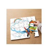 Renkli Uçak Kullanan Sevimli Dinozor Tasarımlı 24 Parça Ahşap Çocuk Puzzle MPK0152