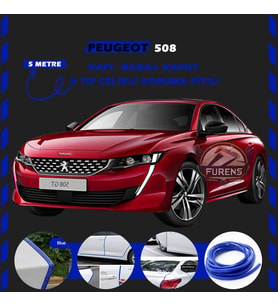 Peugeot 508 Oto Araç Kapı Koruma Fitili 5metre Parlak Mavi Renk