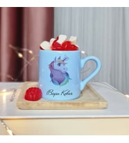 Unicorn Tasarımlı Kişiye Özel Mavi Türk Kahvesi Fincan