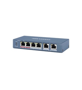 HIKVISION 4port PoE 65w 2-Uplink 10/100 Yönetilemez Switch Metal DS-3E0106HP-E