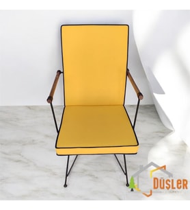 40x80 Sarı Renkli Lacivert Biyeli Sırtlı Sandalye Minderi 5 cm
