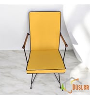 40x80 Sarı Renkli Lacivert Biyeli Sırtlı Sandalye Minderi 5 cm