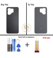 Infinix Hot 50İ Siyah Uyumlu Arka Kapak + Yapıştırıcı ve Vida Seti Arka Cam Batarya Pil Kapağı