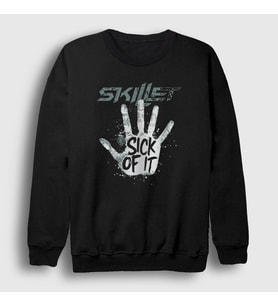 Presmono Unisex Siyah Sick Of It Skillet Sweatshirt 539887tt