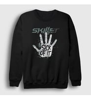 Presmono Unisex Siyah Sick Of It Skillet Sweatshirt 539887tt