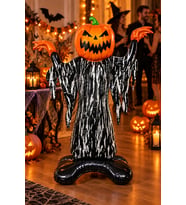 Halloween Balkabağı Korkuluk Folyo Balon 86x115 cm Cadılar Bayramı Parti Mekan Dekorasyon Süsü